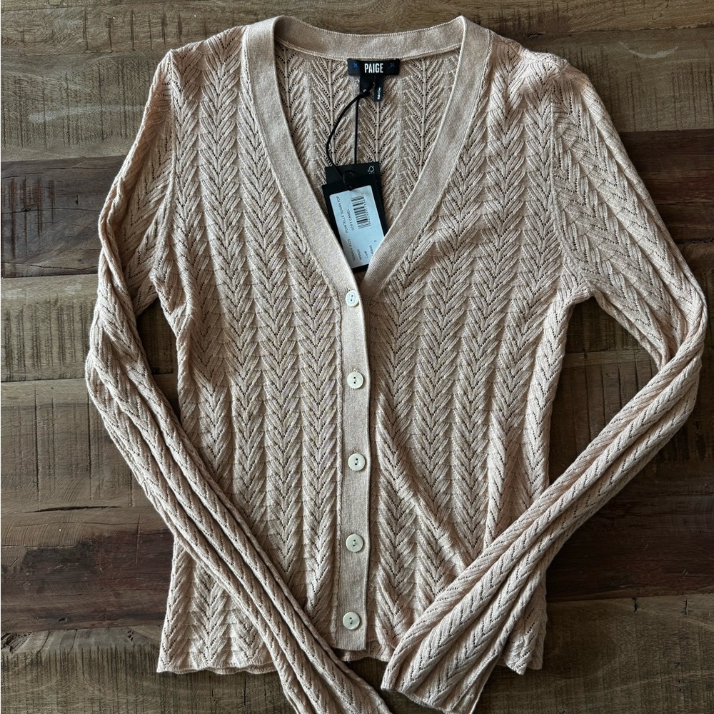 PAIGE Women's Tan Cable Knit Cardigan